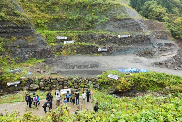 ①恐竜化石の発掘現場を間近で見学できる「観察広場」